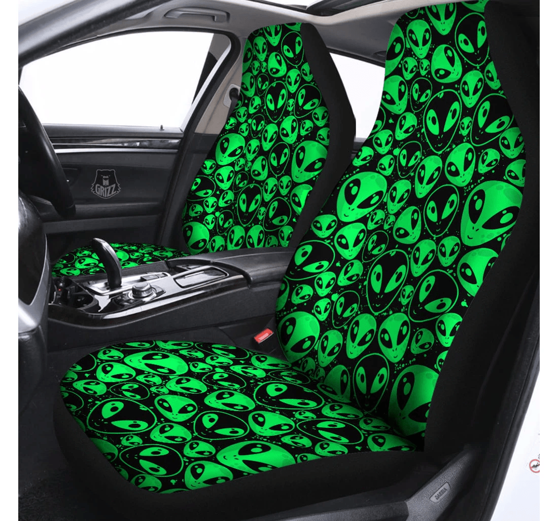 Personalized Cute Green Alien Pattern Universal Front Car Seat Cover