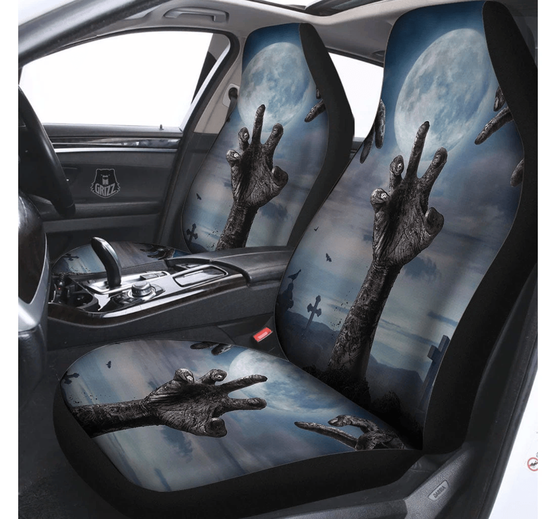 Personalized Zombie Hands Halloween Universal Front Car Seat Cover