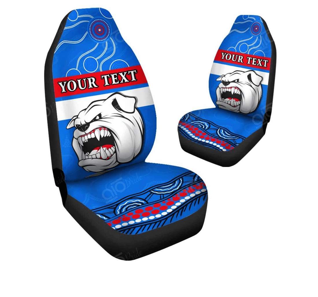 Personalized Aio Pride Custom Text Bulldogs Indigenous Shirt Western Football Universal Front Car Seat Cover