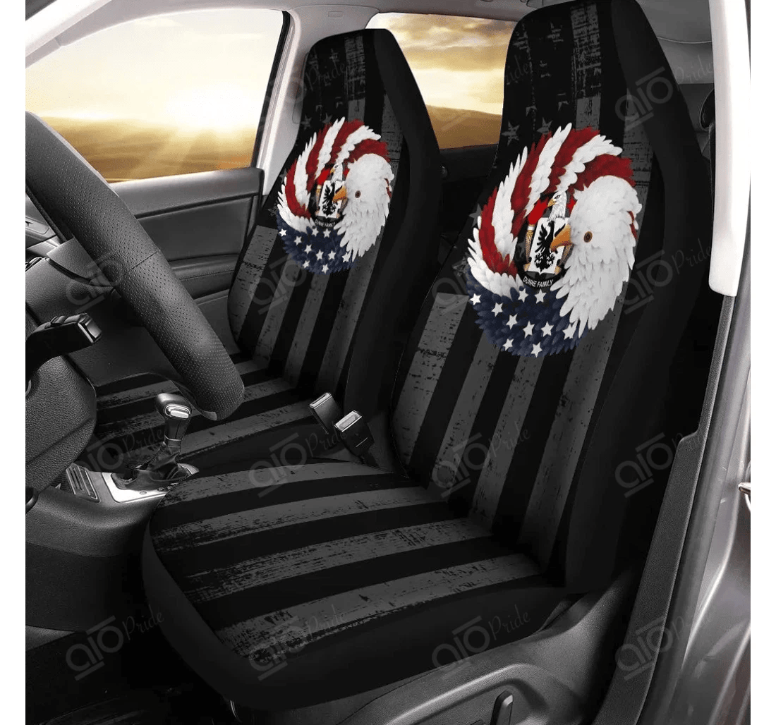 Personalized Aio Pride Dunne Usa American Eagle Wreath American Family Crest Universal Front Car Seat Cover