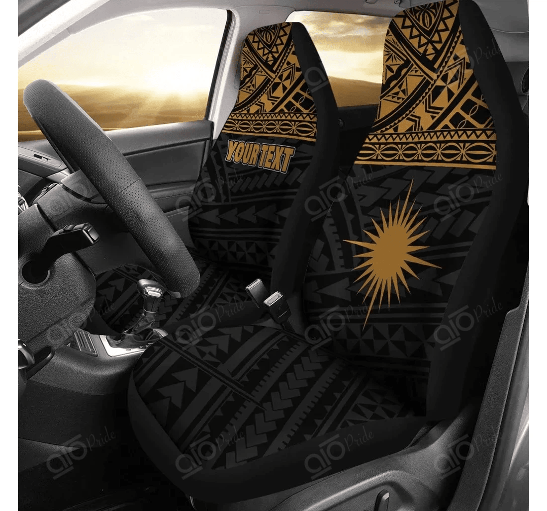 Personalized Aio Pride Marshall Islands Polynesian Gold Horizontal Universal Front Car Seat Cover