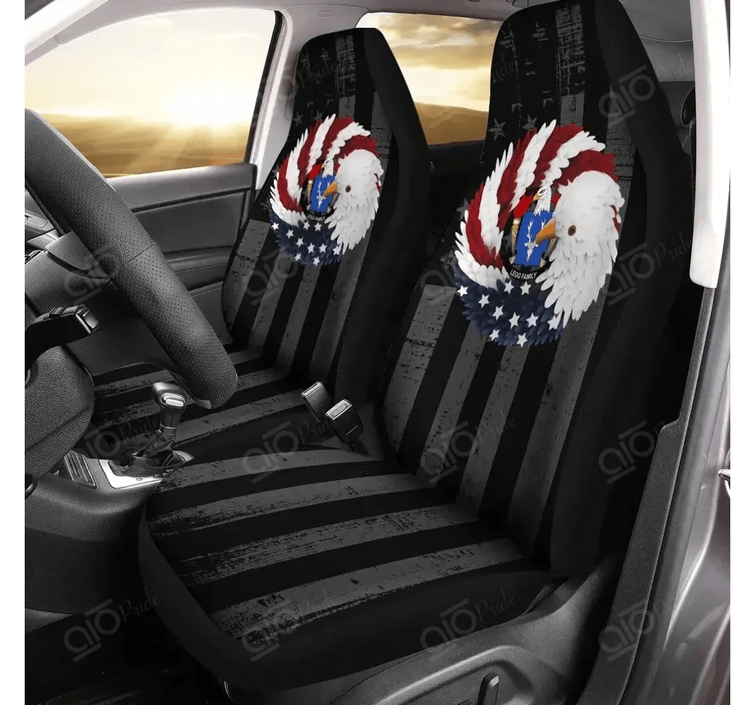 Personalized Aio Pride Legg Usa American Eagle Wreath American Family Crest Universal Front Car Seat Cover