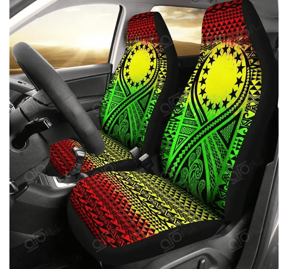 Personalized Aio Pride Cook Islands Lift Up Reggae Universal Front Car Seat Cover