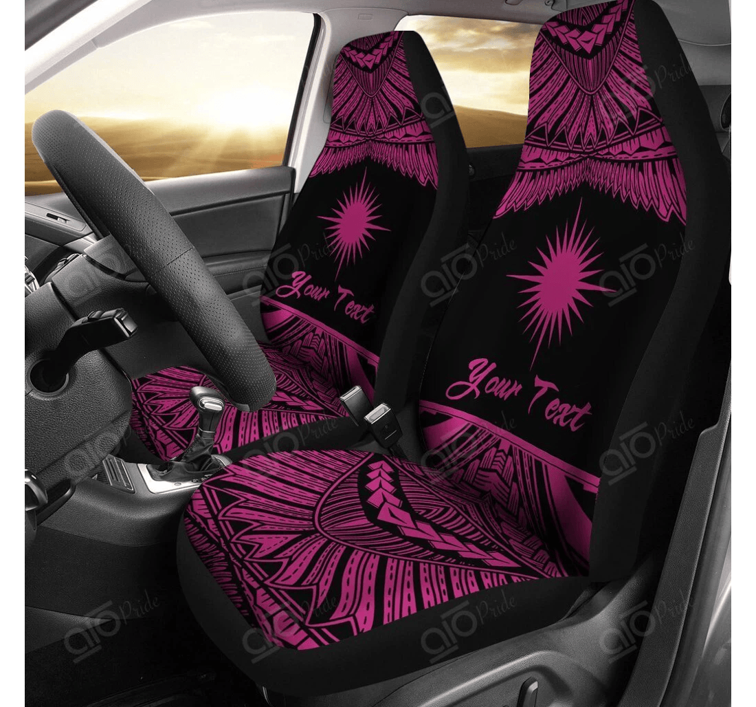 Personalized Aio Pride Custom Text Marshall Islands Polynesian Pride Pink Version Universal Front Car Seat Cover