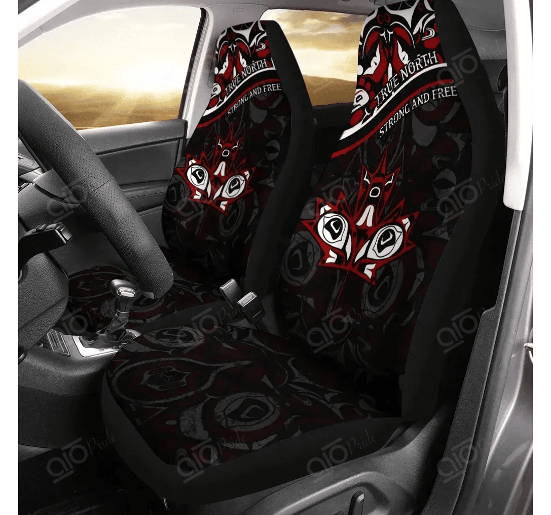 Personalized Aio Pride Canada Haida Maple Leaf Style Tattoo Black Universal Front Car Seat Cover