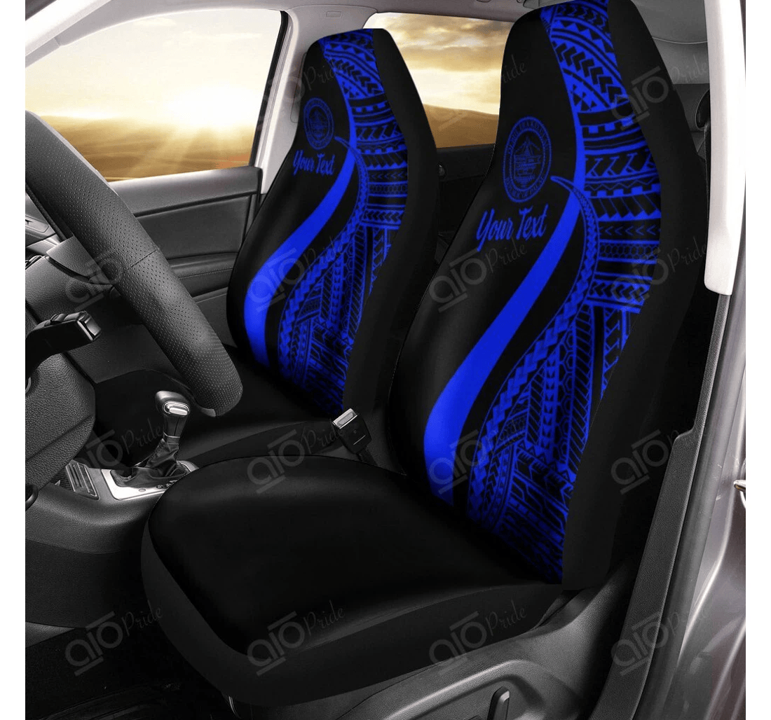 Personalized Aio Pride Custom Text Palau Blue Polynesian Tentacle Tribal Pattern Crest Universal Front Car Seat Cover