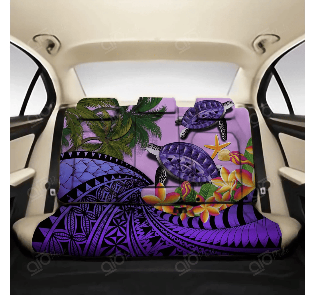 Personalized Aio Pride Kanaka Maoli Hawaiian Polynesian Turtle Coconut Tree Plumeria Purple Universal Front Car Seat Cover