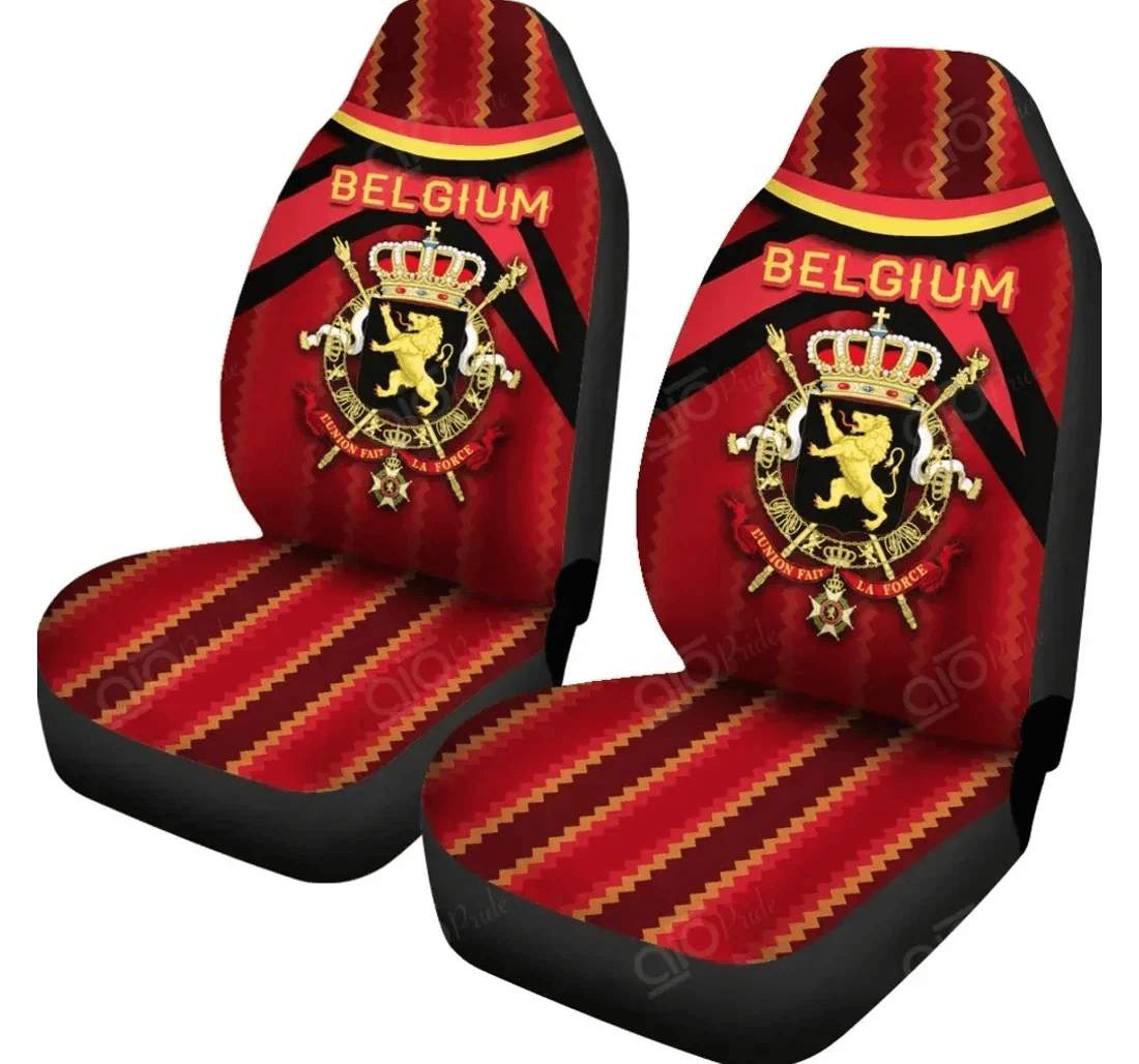 Personalized Aio Pride Belgium Vibes Version Universal Front Car Seat Cover