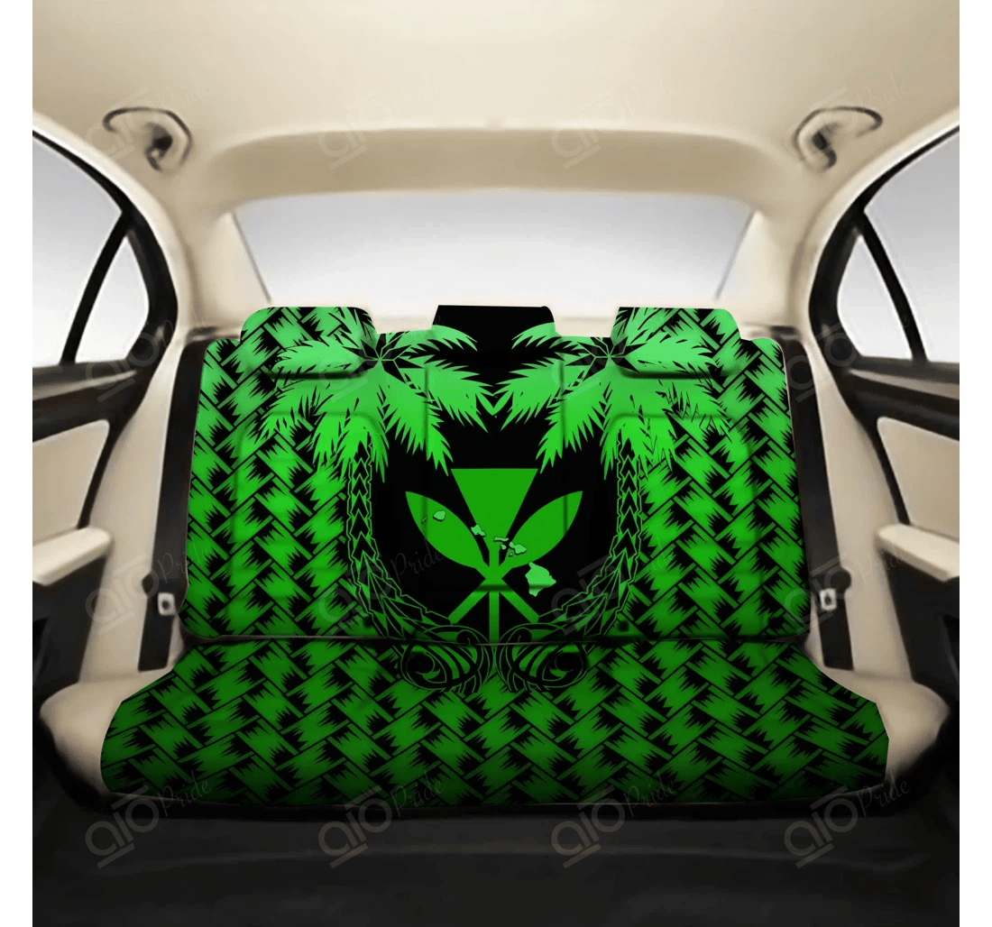 Personalized Aio Pride Kanaka Maoli Hawaiian Polynesian Coconut Tree Lauhala Green Universal Front Car Seat Cover