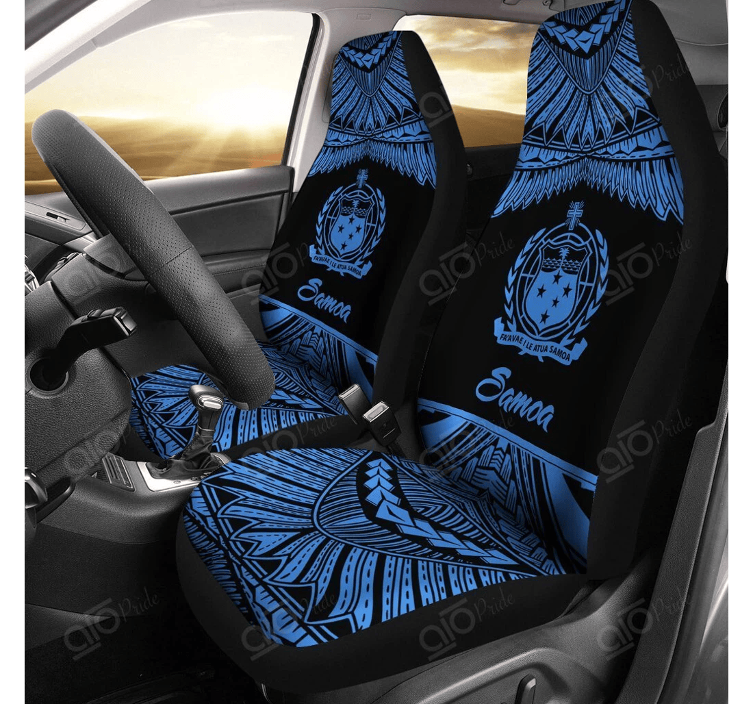 Personalized Aio Pride Samoa Polynesian Pride Blue Version Universal Front Car Seat Cover