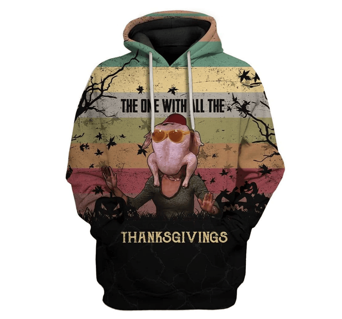 Personalized Thanksgiving The One With All The Thanksgiving Colorful - 3D Printed Pullover Hoodie