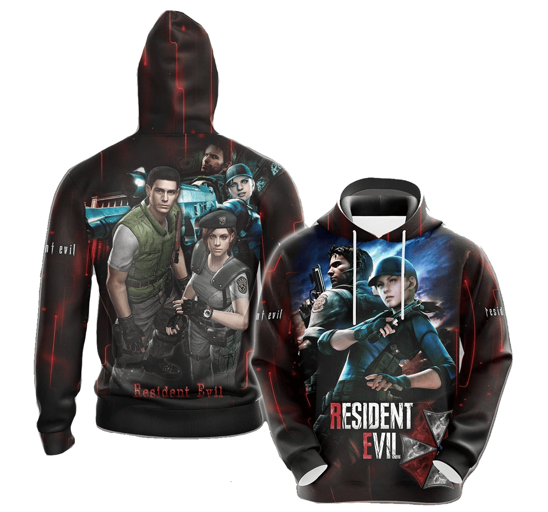 Personalized Resident Evil Jill Valentine Chris Redfield Red - 3D Printed Pullover Hoodie