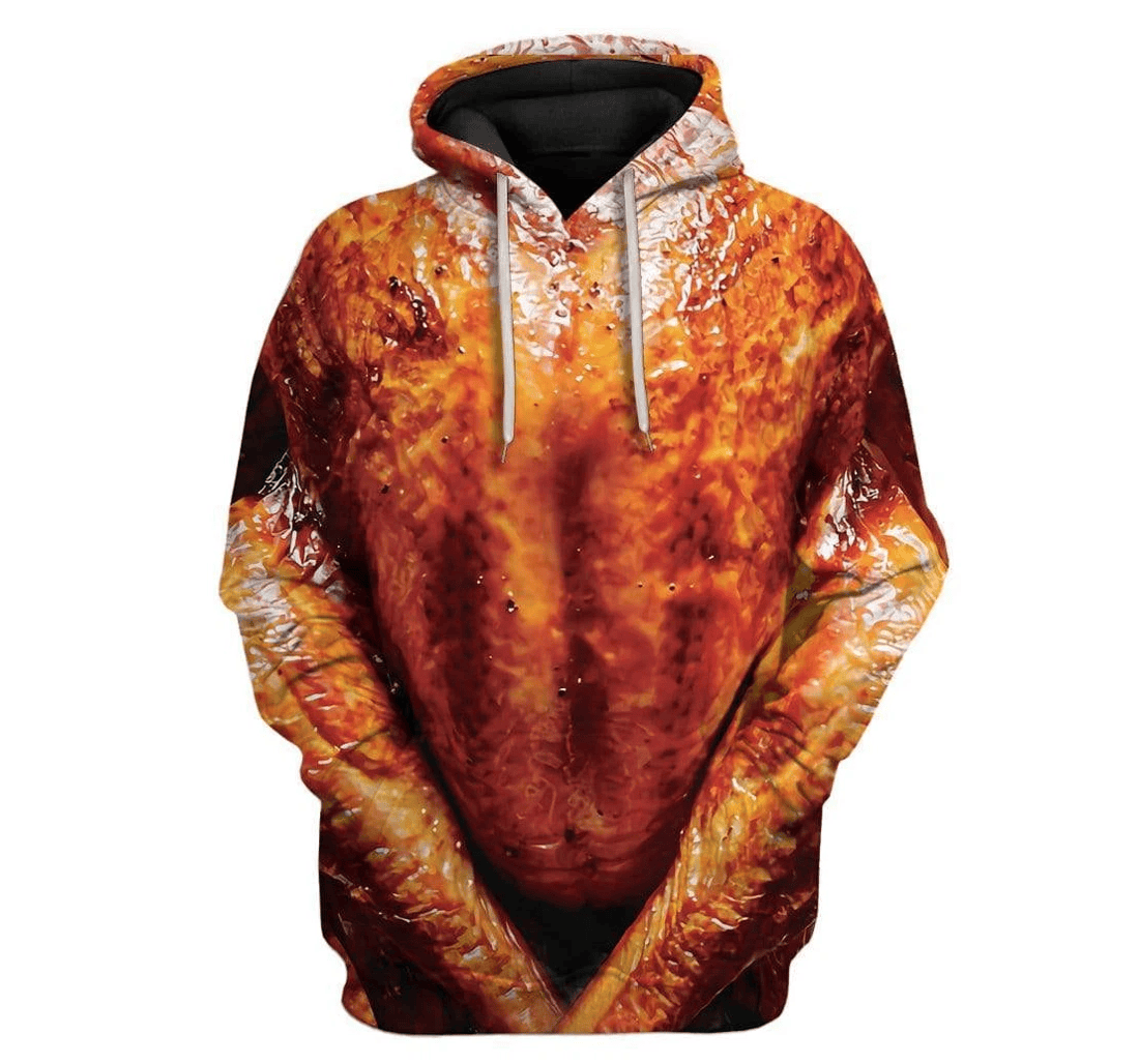 Personalized Thanksgiving Roasted Turkey Meal Brown - 3D Printed Pullover Hoodie