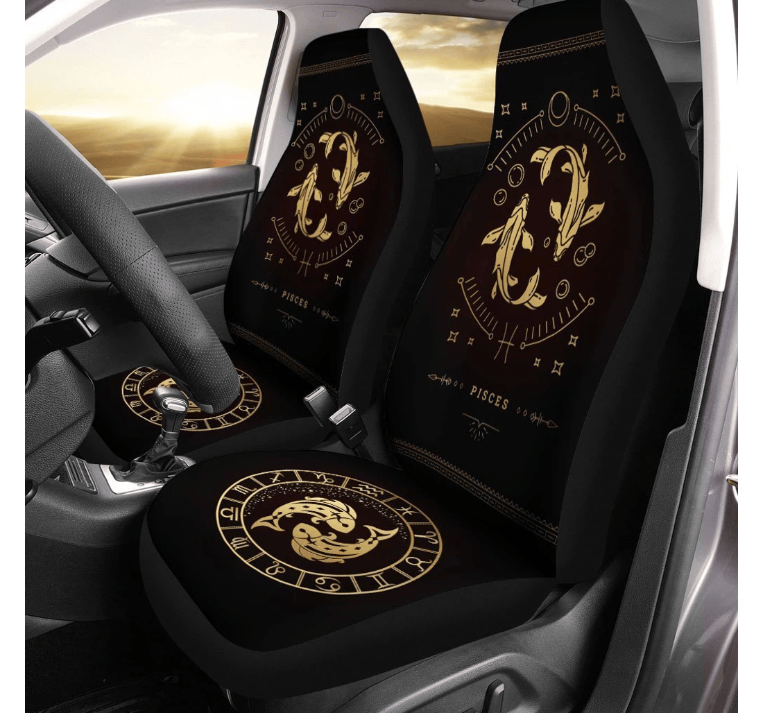 Pisces Horoscope Custom Birthday Gifts Universal Front Car Seat Cover