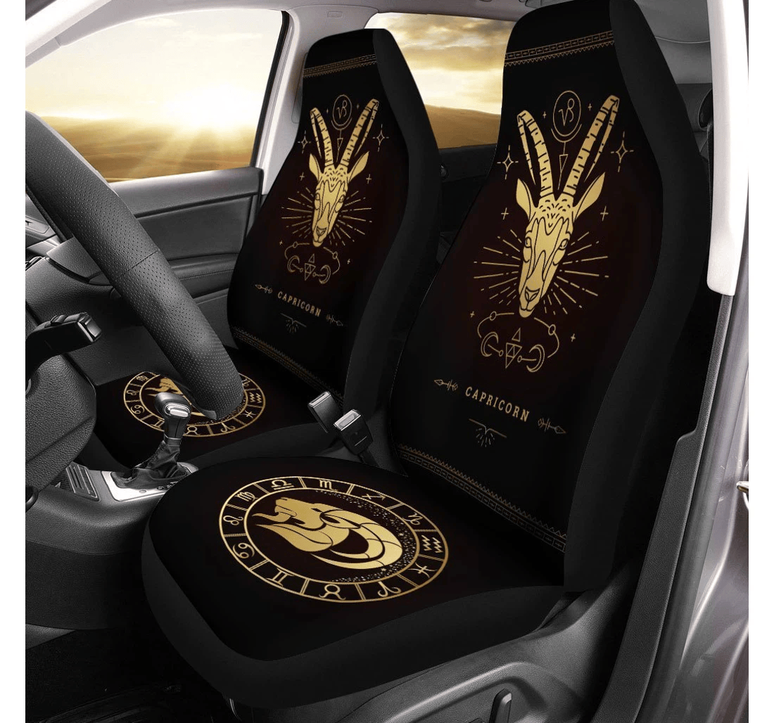 Capricorn Horoscope Custom Birthday Gifts Universal Front Car Seat Cover