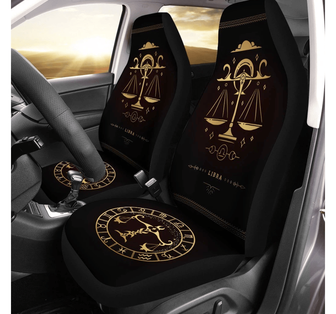 Libra Horoscope Custom Birthday Gifts Universal Front Car Seat Cover