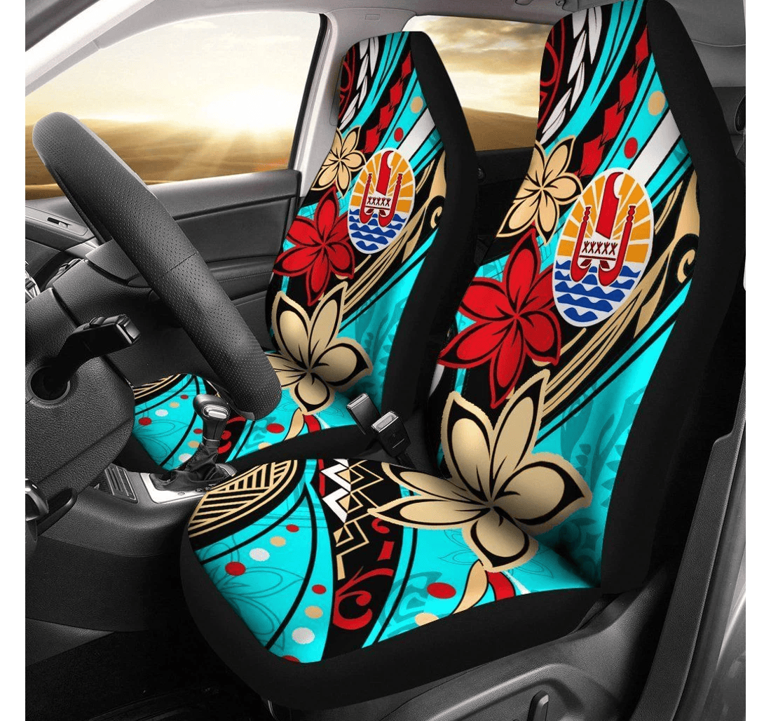 Tahiti Tribal Flower With Special Turtles Blue Color Bn20 Universal Front Car Seat Cover