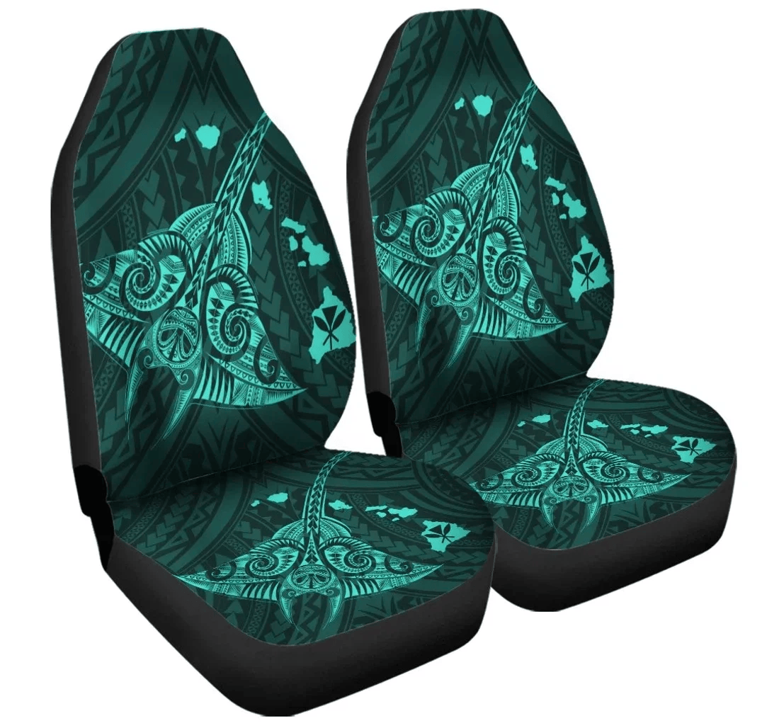 Accessory Hawaiian Map Kanaka Manta Ray Polynesian Turquoise Ah J4r Universal Front Car Seat Cover