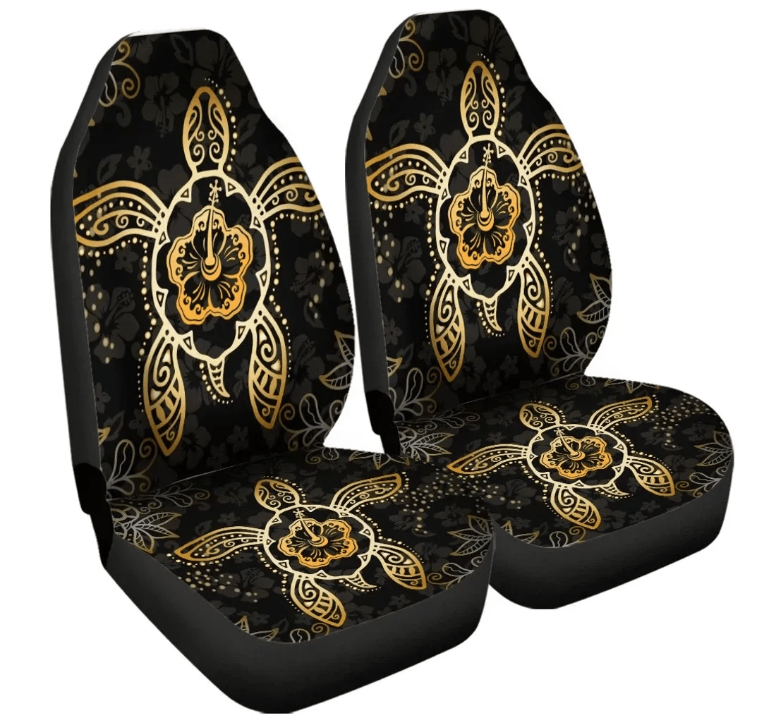 Accessory Hawaiian Turtle And Hibiscus Polynesian Gold Ah Jr Universal Front Car Seat Cover