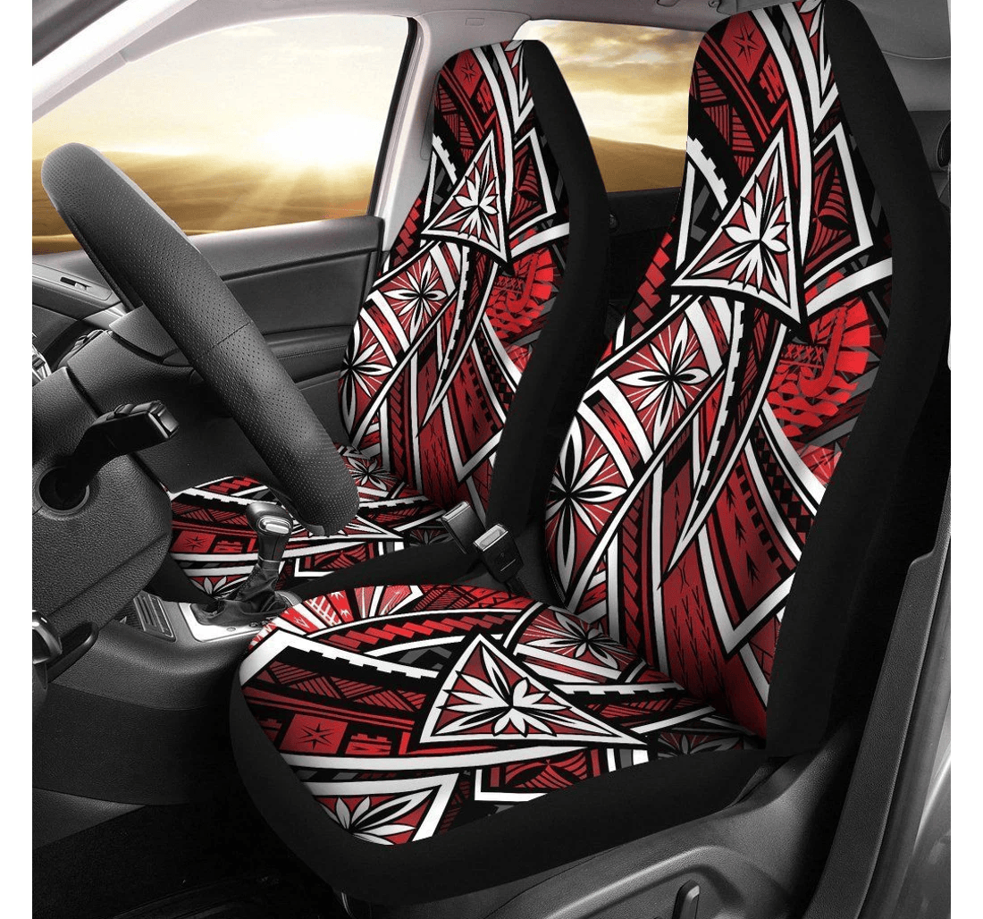 Tahiti Tribal Flower Special Pattern Red Color Bn20 Universal Front Car Seat Cover