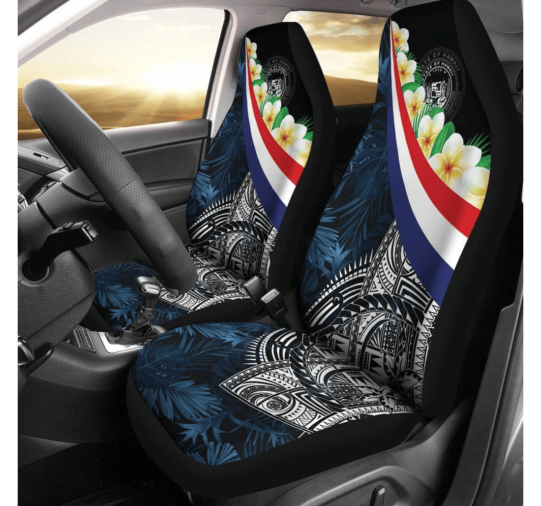 Polynesian Hawaii Hawaii Seal With Plumeria Style Bn18 Universal Front Car Seat Cover