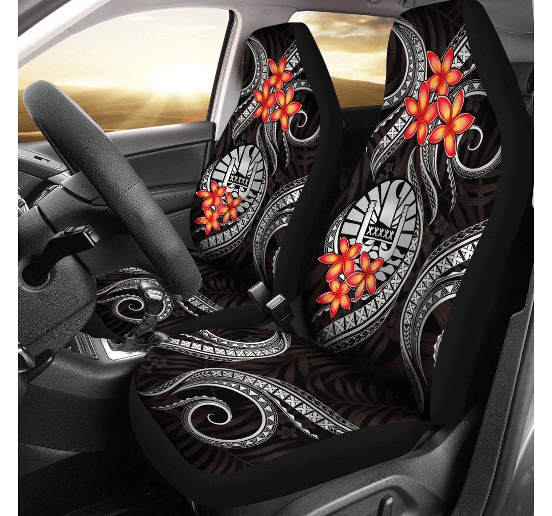 Tahiti Polynesian White Plumeria Bn11 Universal Front Car Seat Cover