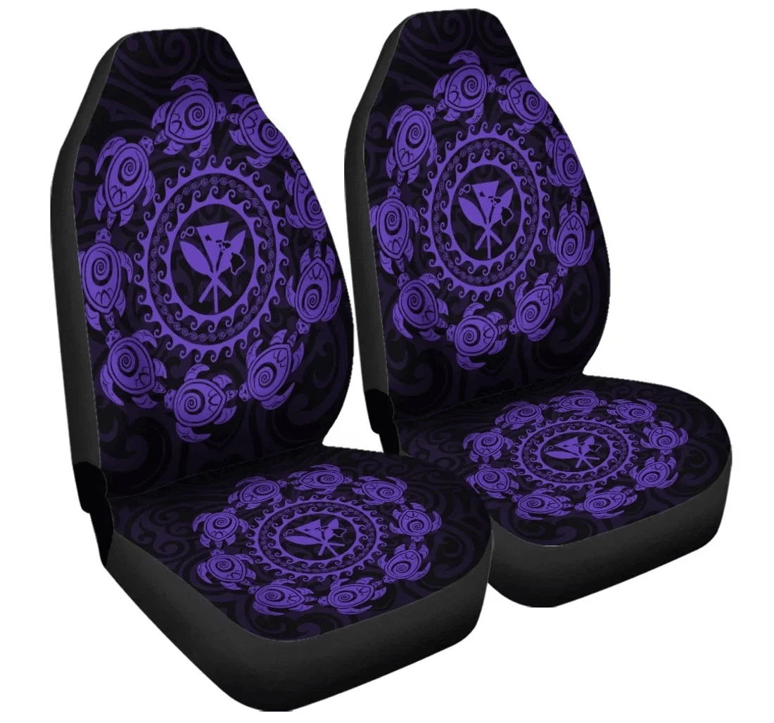 Accessory Hawaiian Map Kanaka Turtles Circle Style Purple Polynesian Ah J4r Universal Front Car Seat Cover