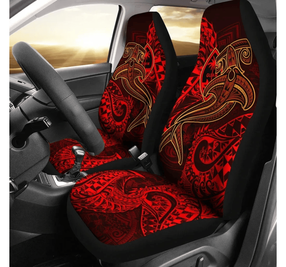 Guam Polynesian Red Shark Polynesian Tattoo Bn18 Universal Front Car Seat Cover