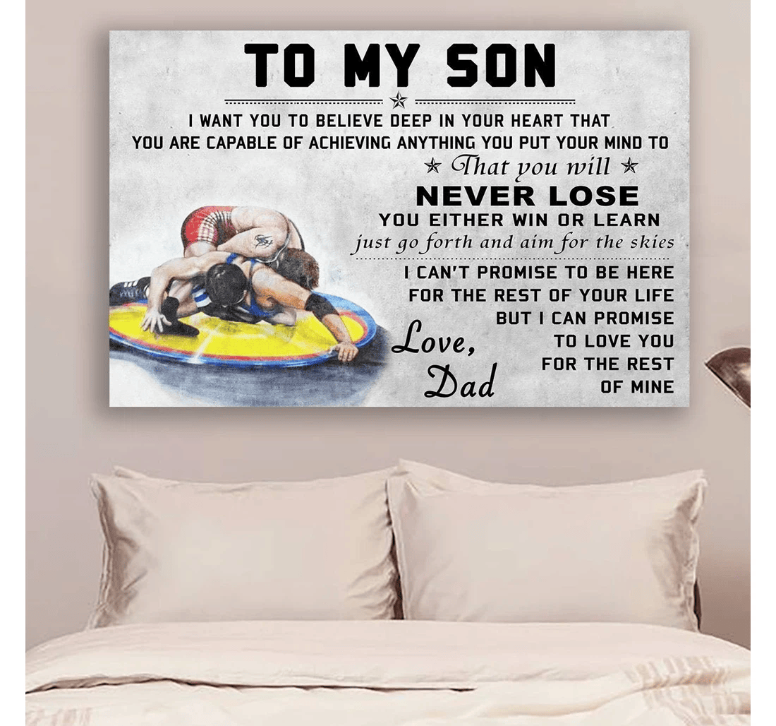 Poster, Canvas - G-qh Wrestling Dad To Son Never Lose Vs4 Print Framed Wall Art