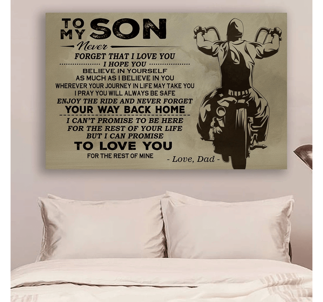 Poster, Canvas - G-biker Dad To Son Your Way Back Print Framed Wall Art