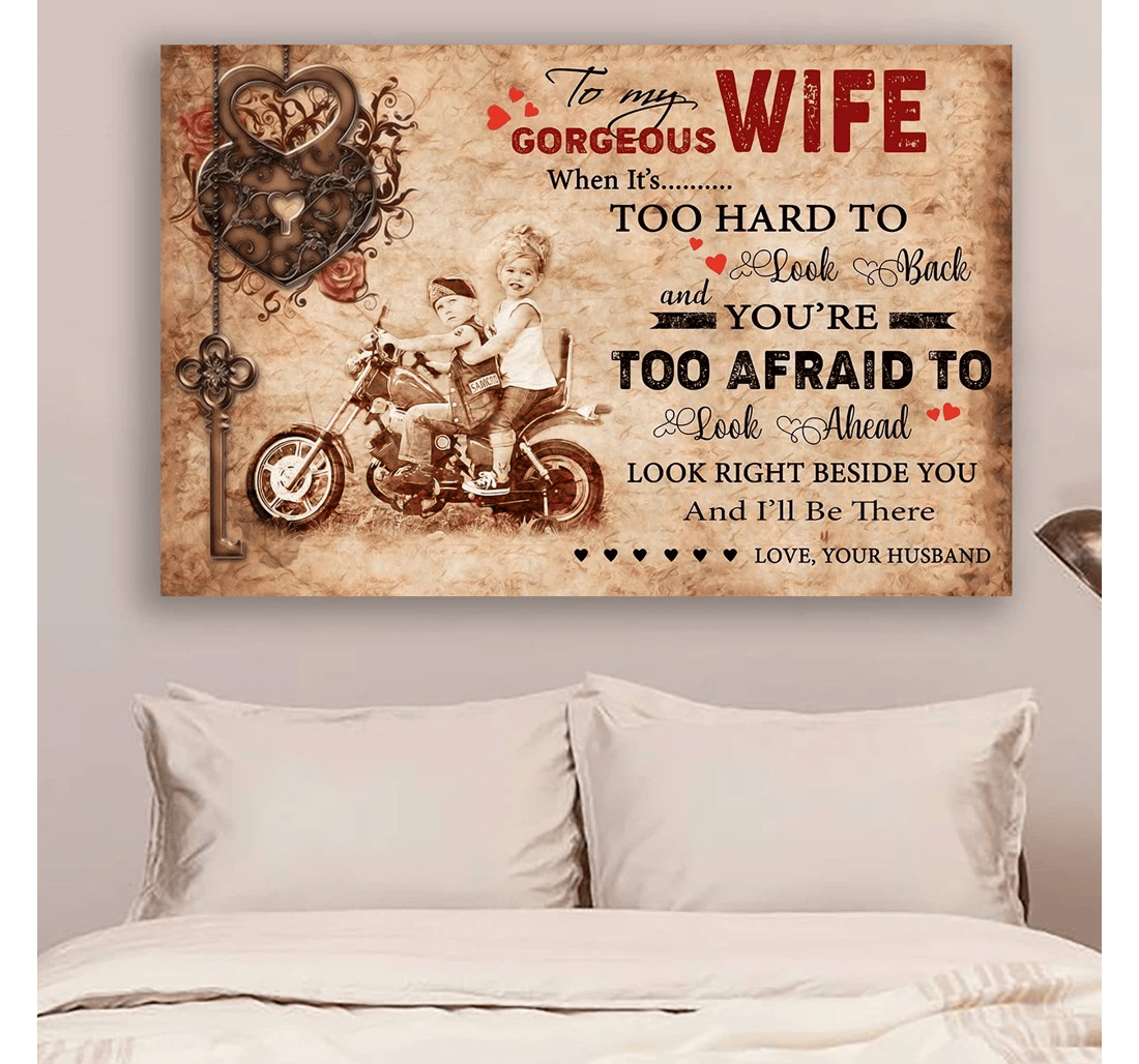 Poster, Canvas - G-biker Husband To Wife When It's Too Hard V2 Print Framed Wall Art
