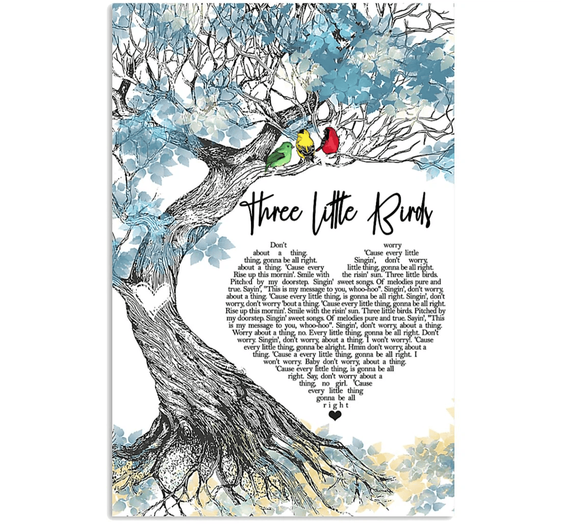 Poster, Canvas - Three Little Bird Matte You Him Her Couple Print Framed Wall Art
