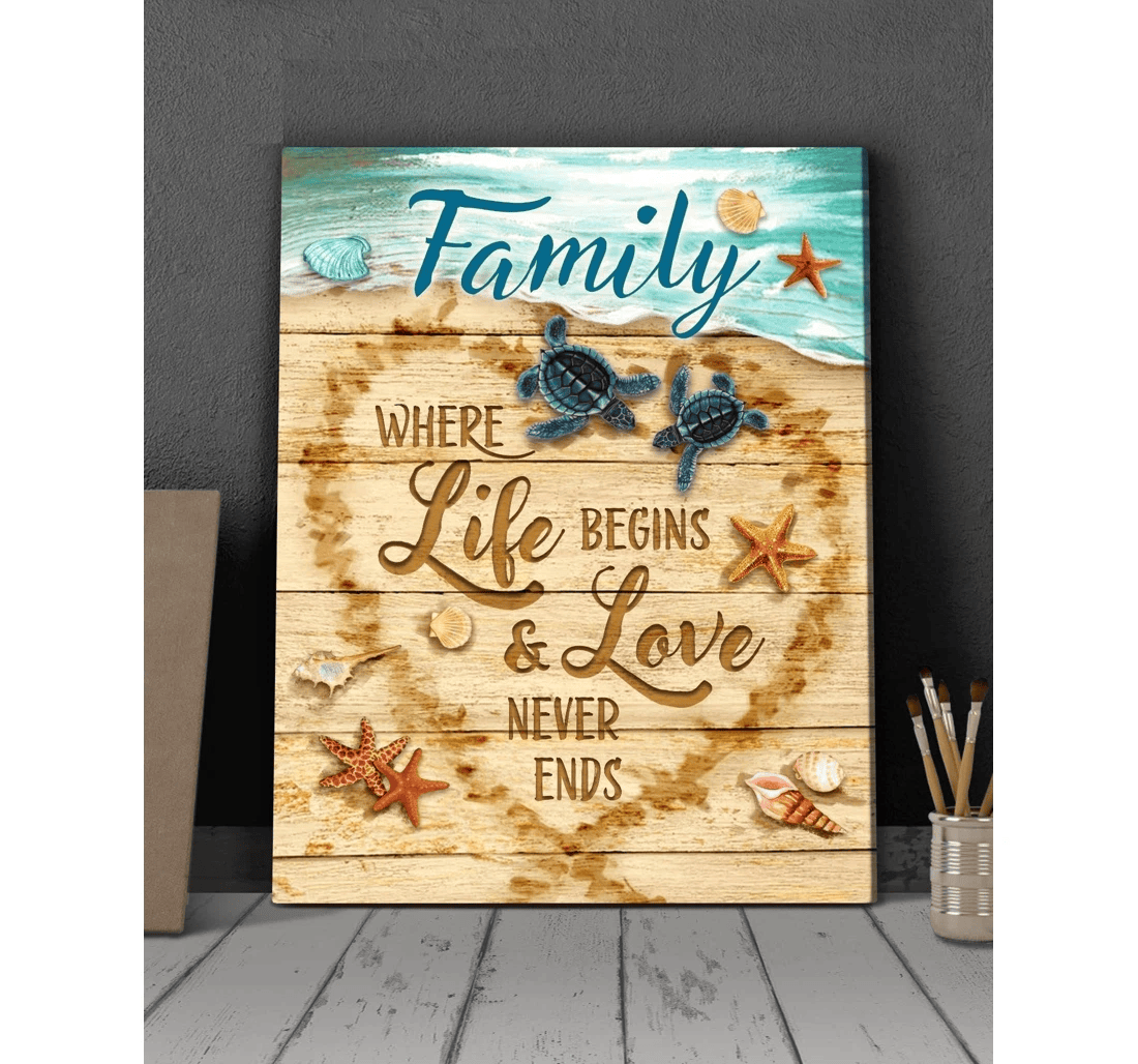 Poster, Canvas - Turtle Where Life Begins And Love Never Ends Matte You Turtle Lover To Turtle Lover Sea Lover C60 Print Framed Wall Art
