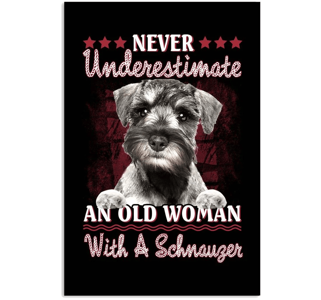 Poster, Canvas - Schnauzer Never Underestimate Old Woman Print Framed Wall Art