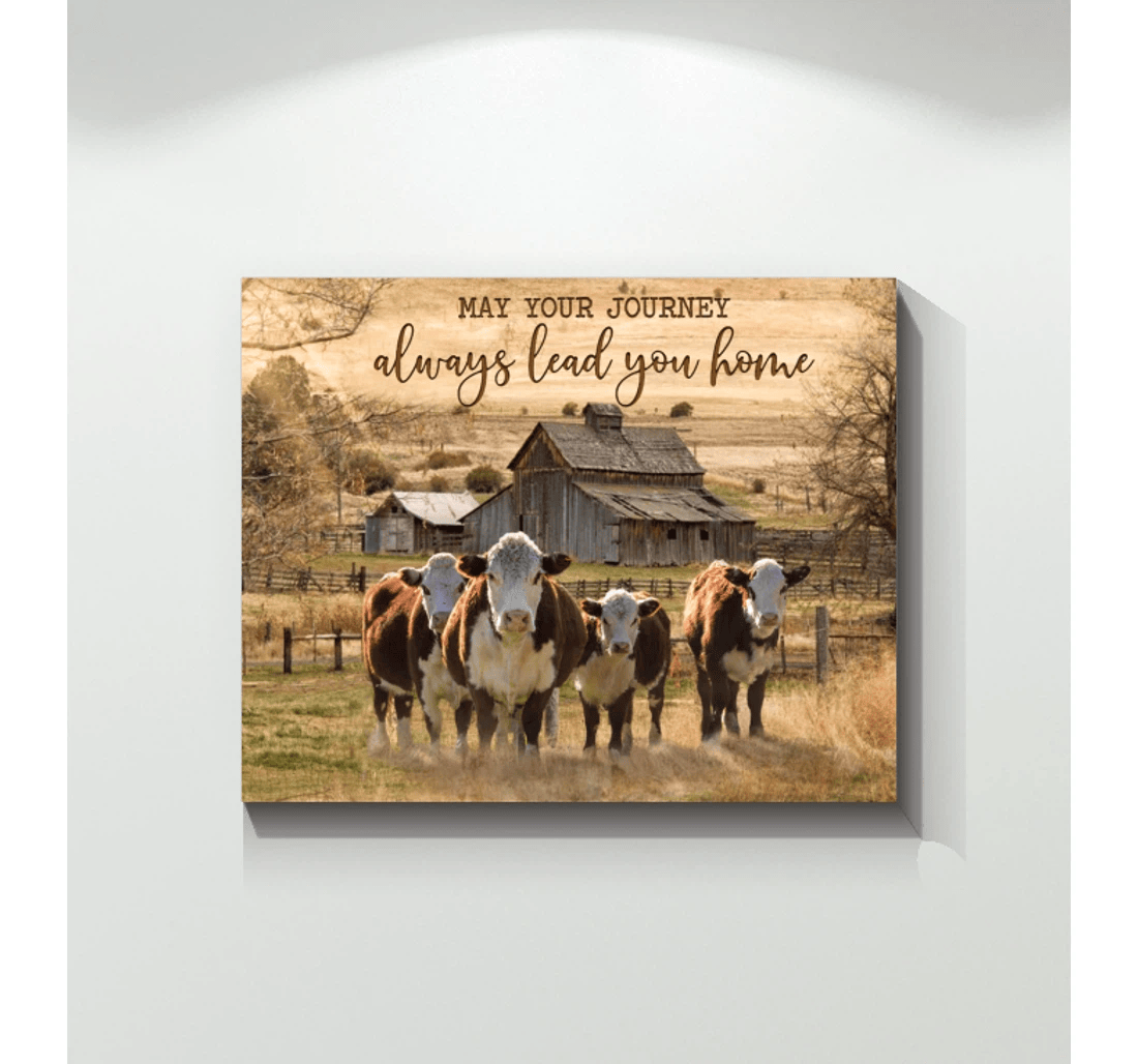 Poster, Canvas - Cow May Your Journey Always Lead Your Matte You Cow Lover Living Print Framed Wall Art