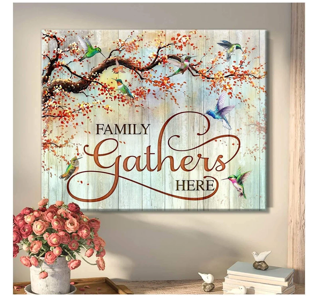 Poster, Canvas - Gather Here Matte You Hummingbird Lover Memory Gift Widow To Widow Living C101 Print Framed Wall Art