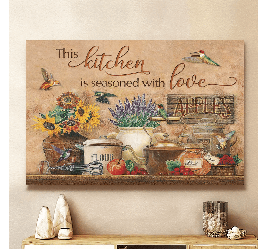 Poster, Canvas - And Hummingbird This Is Seasoned With Love Matte Print Framed Wall Art