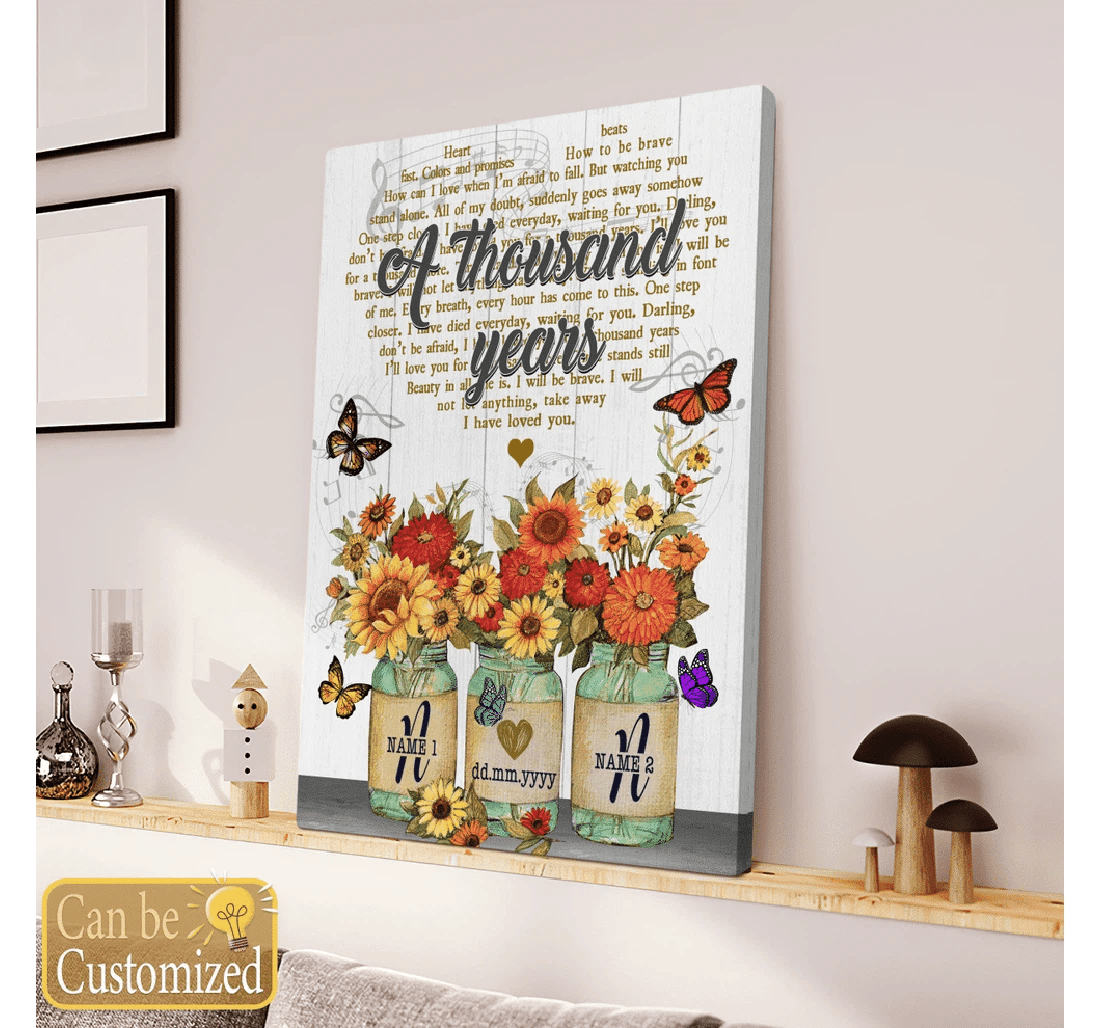 Poster, Canvas - Personalized A Thousand Years Couple Matte Print Framed Wall Art