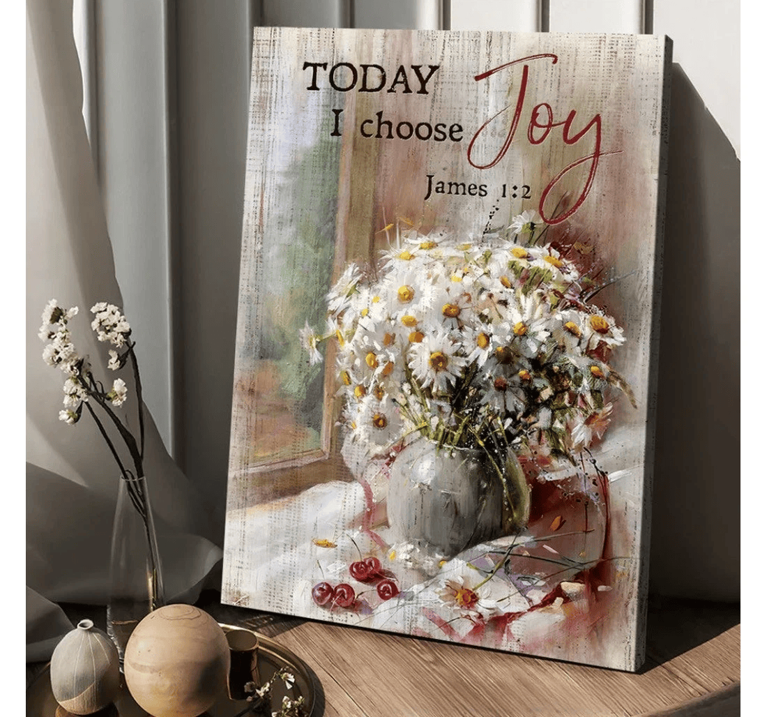 Poster, Canvas - Daisy Jesus Today I Choose Joy Matte Print Framed Wall Art