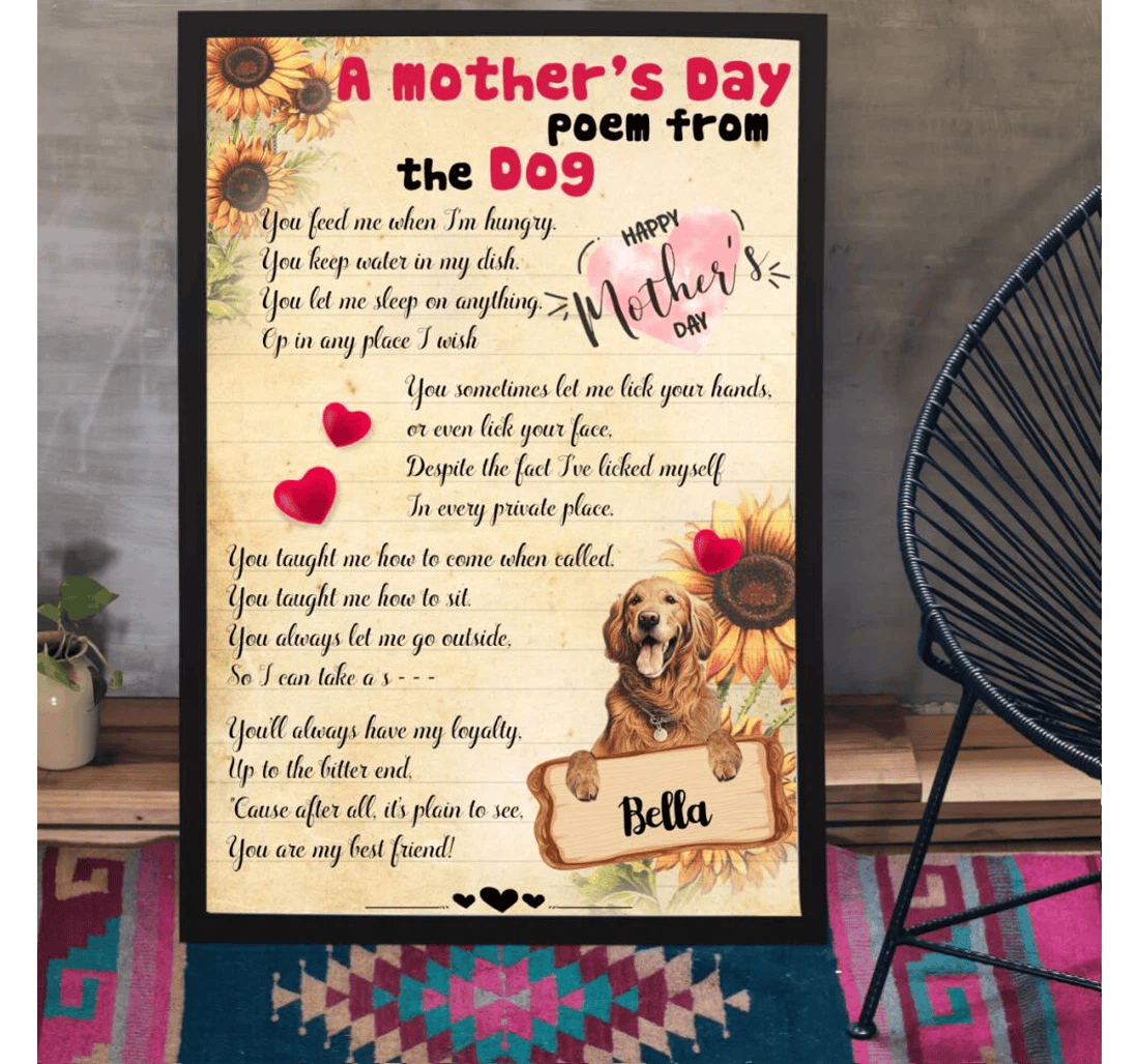 Poster, Canvas - Dog Lovers A Mother's Day Poem From The Dog Personalized Print Framed Wall Art