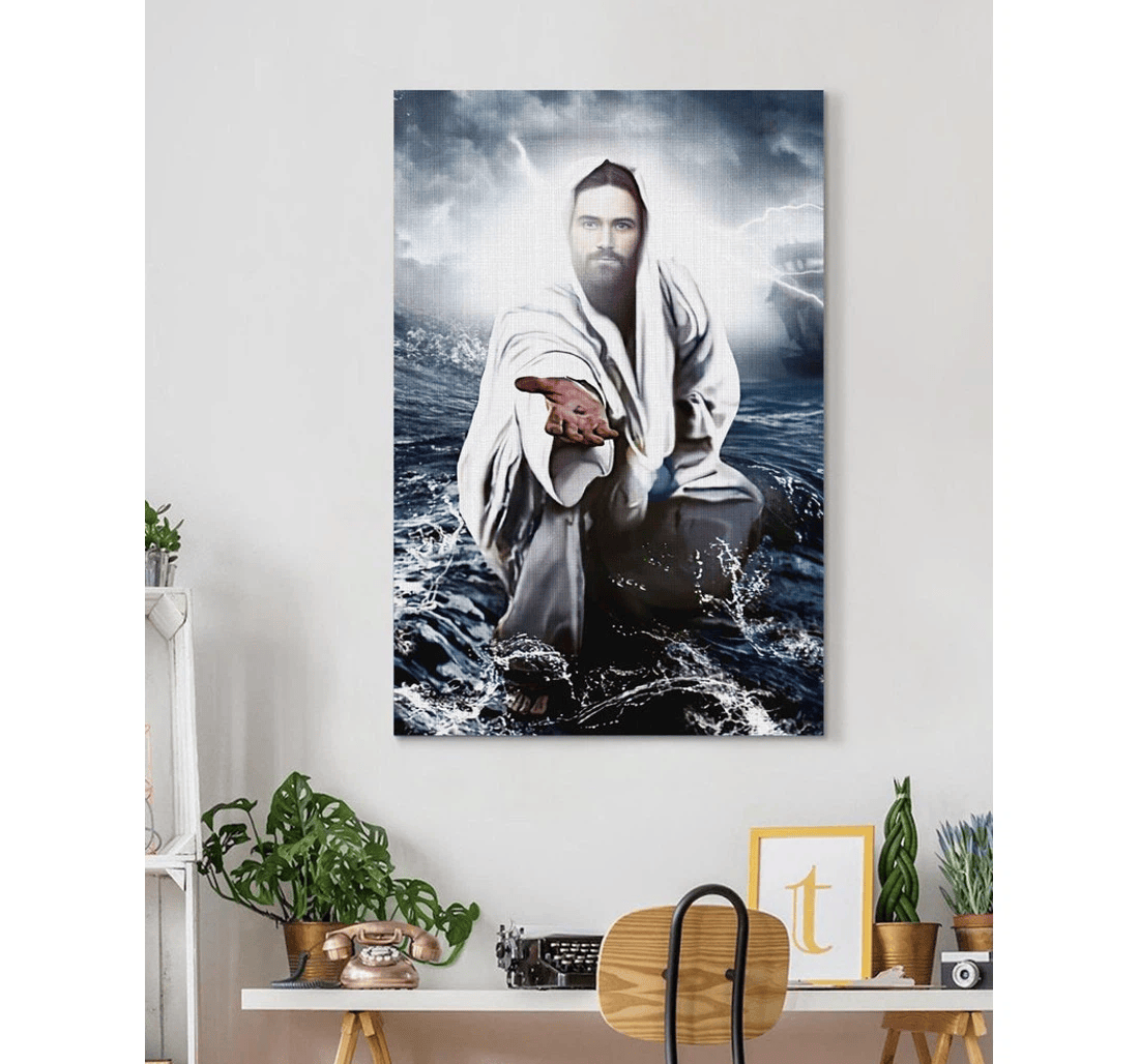 Poster, Canvas - Jesus Give Me Hand Jesus Reaching Hand Matte Print Framed Wall Art