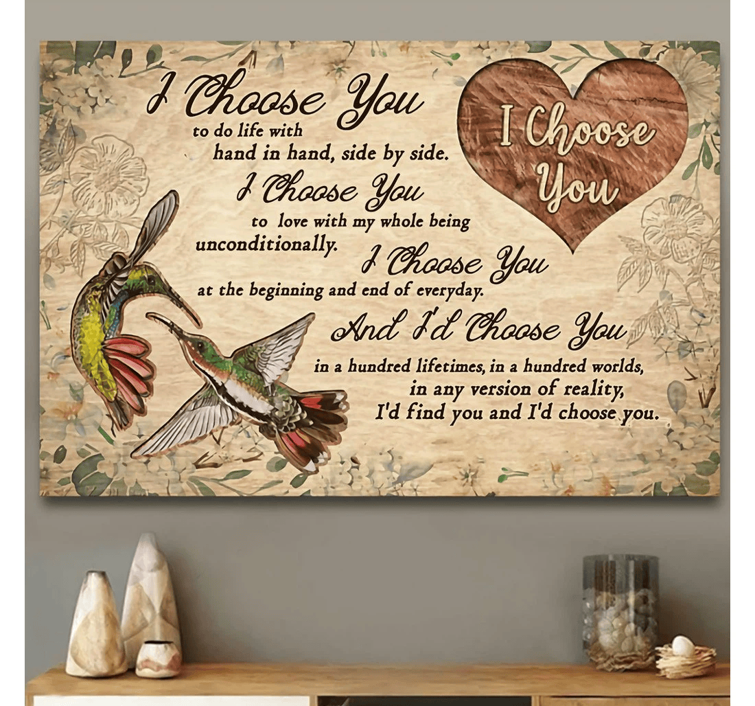 Poster, Canvas - Hummingbirds I Choose You Matte Print Framed Wall Art