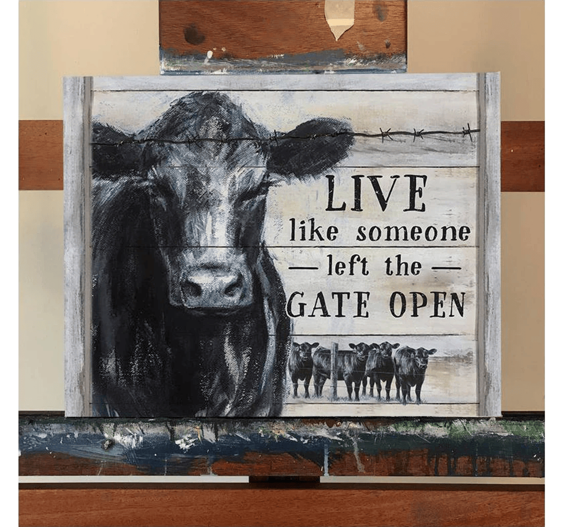 Poster, Canvas - Cows Live Like Someone Left The Gate Open Matte You Him Her Cow Lover Farm Print Framed Wall Art