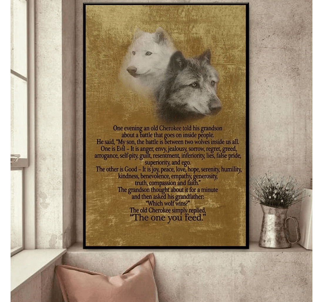 Poster, Canvas - The One You Feed Native Native Vs American Print Framed Wall Art