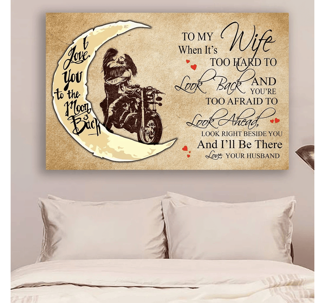 Poster, Canvas - G- Biker Husband To Wife When It's Too Hard Print Framed Wall Art