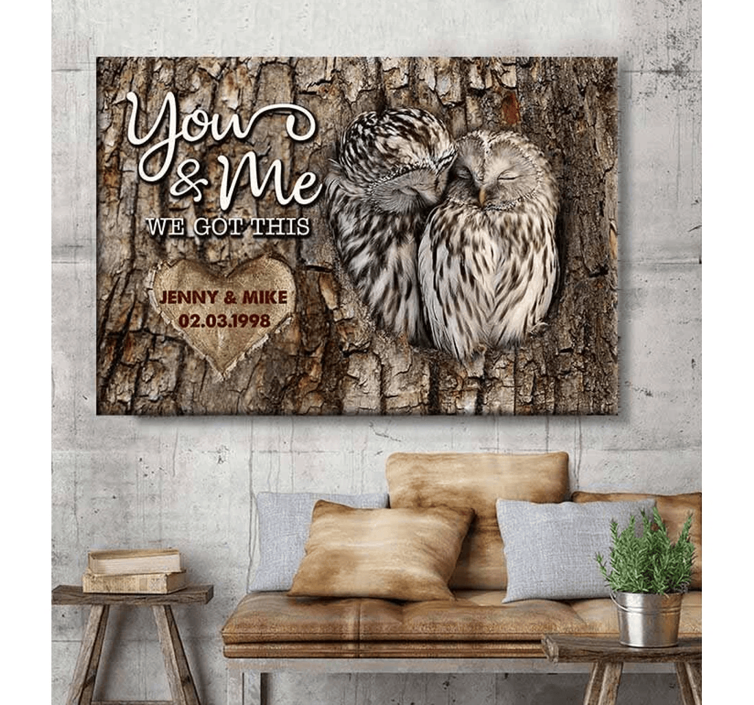Poster, Canvas - Owl You And Me We Got This Matte Personalized You Her Him Valentine Valentine Print Framed Wall Art