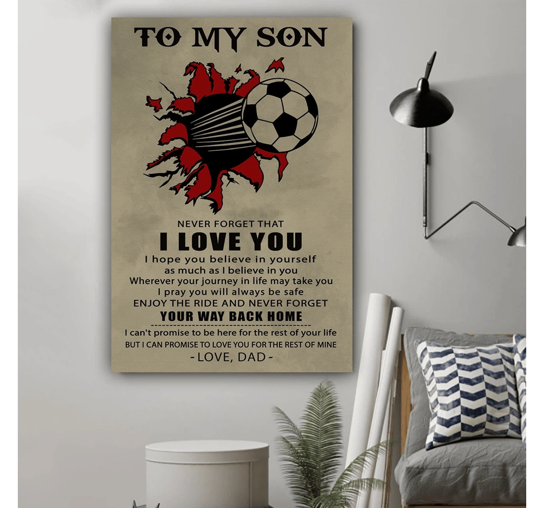 Poster, Canvas - G-soccer Dad To Son I Love You Print Framed Wall Art