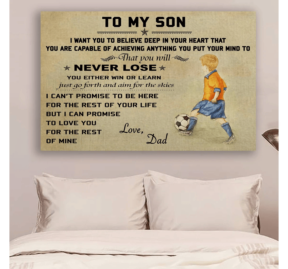 Poster, Canvas - G-soccer Dad To Son Never Lose Print Framed Wall Art