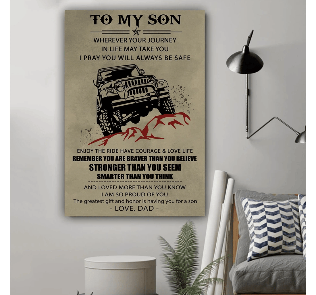 Poster, Canvas - G-poster Dad To Son You Are Braver Print Framed Wall Art
