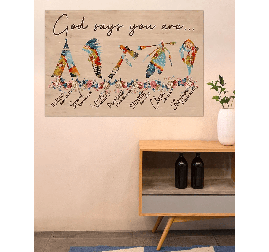 Poster, Canvas - Native American God Says You Are Matte You Native American C91 Print Framed Wall Art